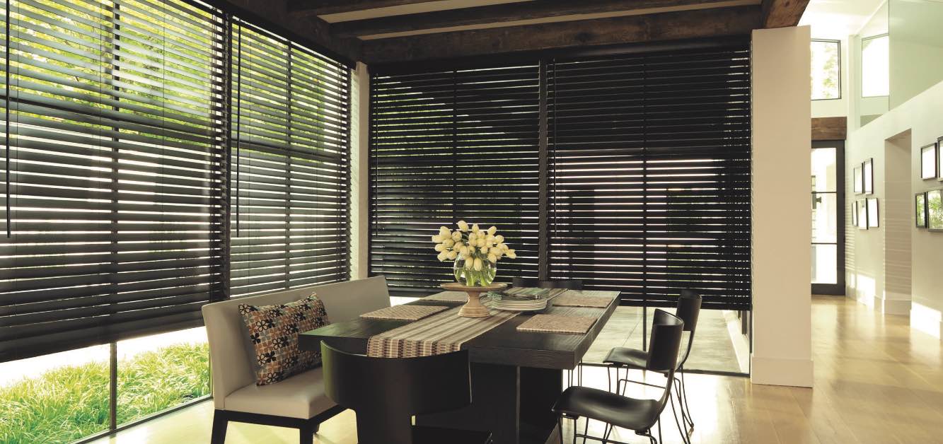 Dark blinds in a kitchen