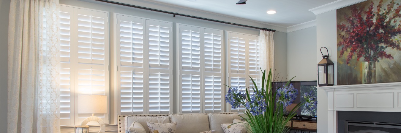 Polywood plantation shutters in Salt Lake City living room