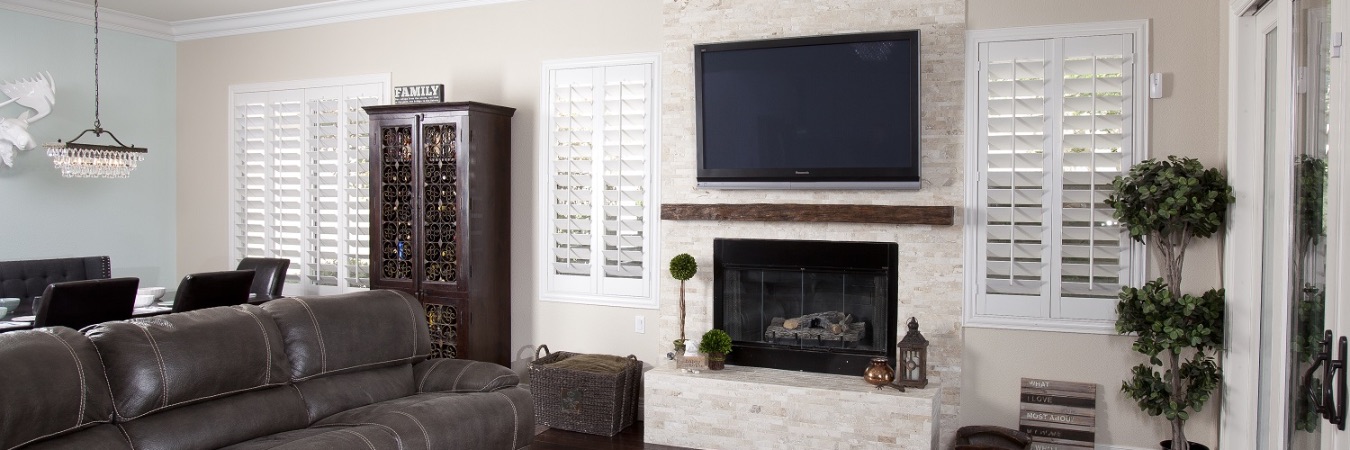 Polywood shutters in a Salt Lake City living room