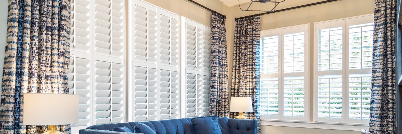 Plantation shutters in Midway family room