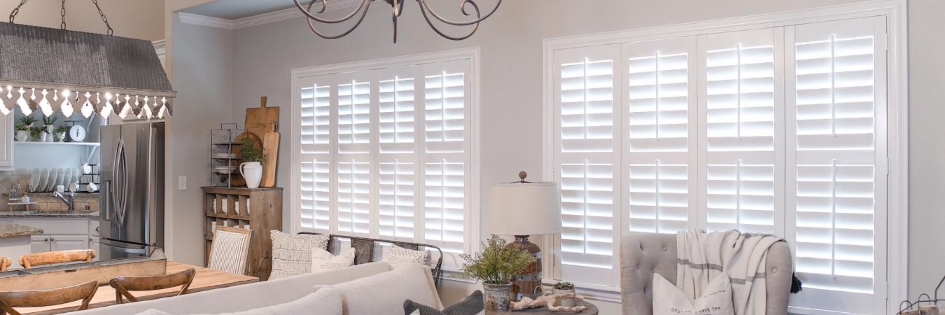 Plantation shutters in Salt Lake County kitchen