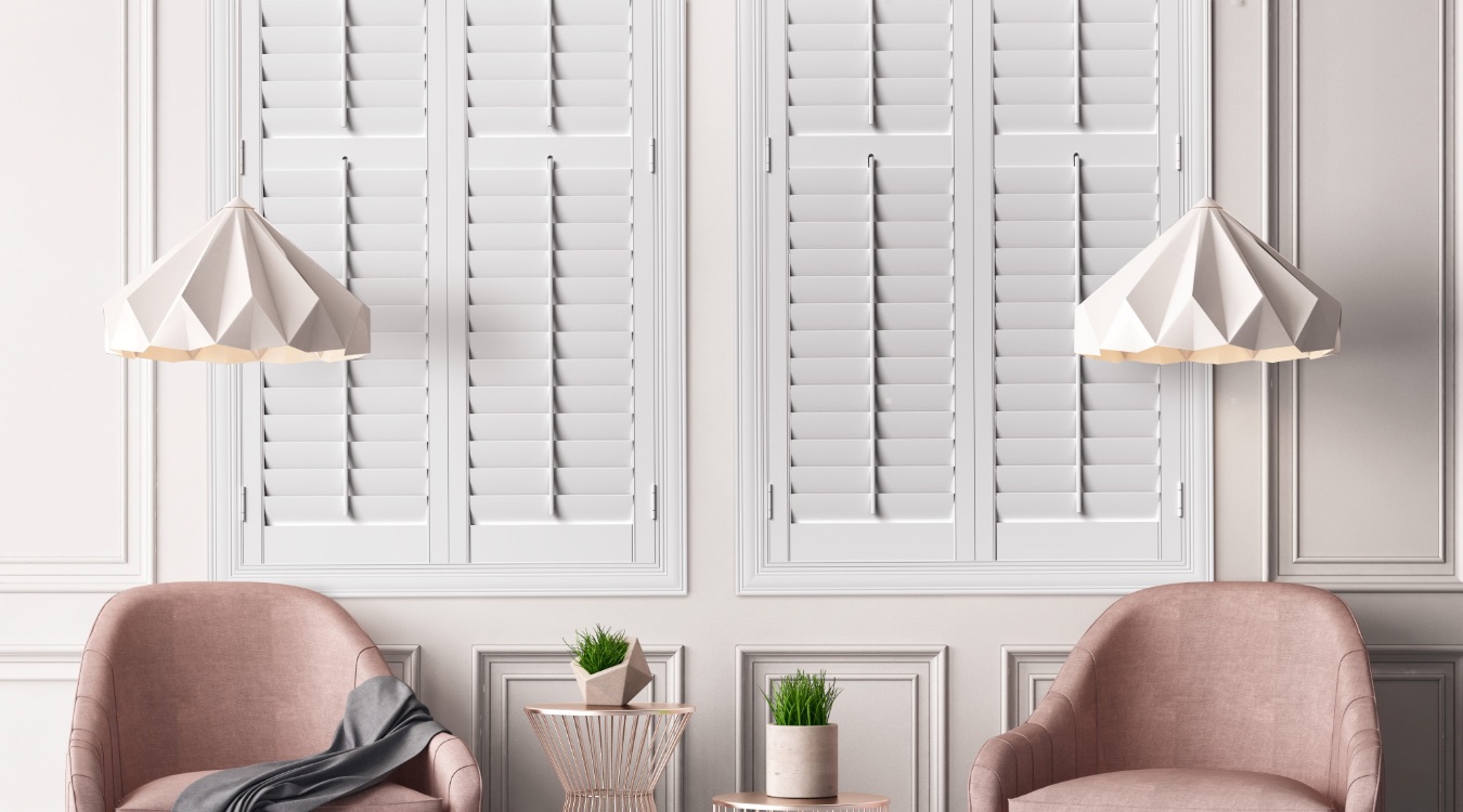 Plantation shutters in modern family room