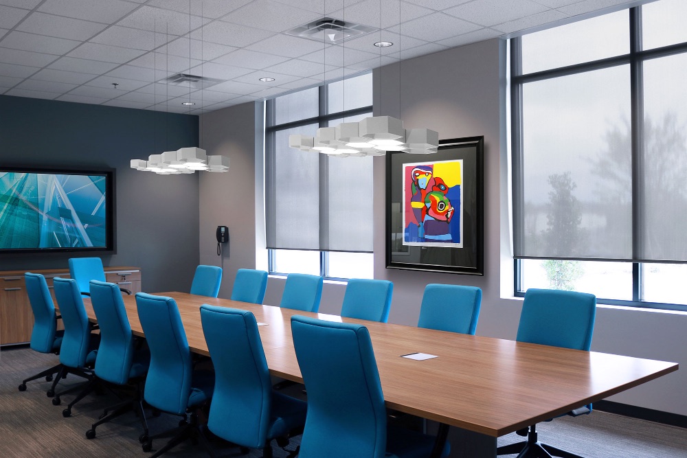 Shades in a conference room