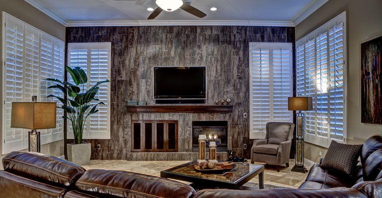 Salt Lake City living room with shutters